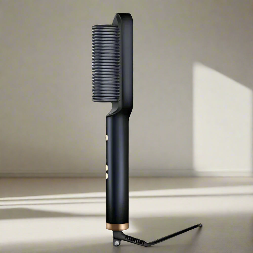 Luxury PTC Comb Hair Straightener Brush - Black_0